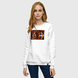 Свитшот хлопковый женский День студента пиксель-арт мем, цвет: белый — фото 2