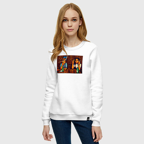 Женский свитшот День студента пиксель-арт мем / Белый – фото 3