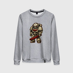 Свитшот хлопковый женский Космодесантник с красным цепным клинком, цвет: меланж