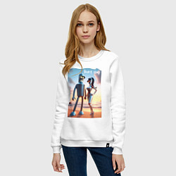 Свитшот хлопковый женский Робот-сгибальщик Бендер со своей чувихой на пляже, цвет: белый — фото 2