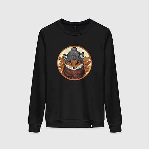 Женский свитшот Осенний лис / Черный – фото 1