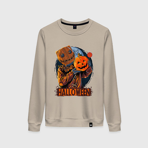 Женский свитшот Хэллоуин пугало / Миндальный – фото 1