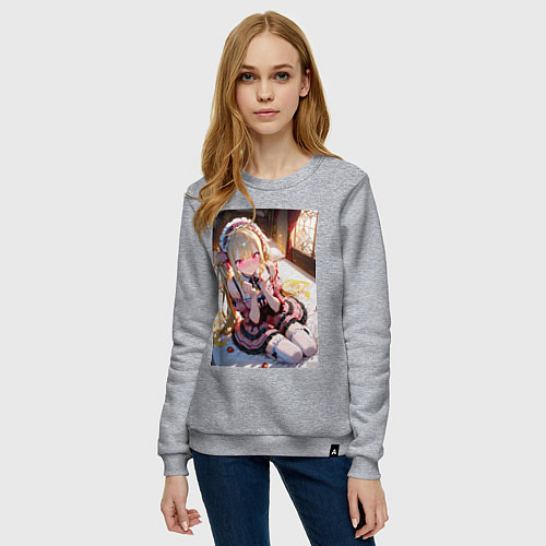 Женский свитшот Смущение цундере-лоли / Меланж – фото 3