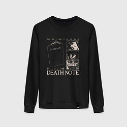 Свитшот хлопковый женский Тетрадь смерти постер, цвет: черный