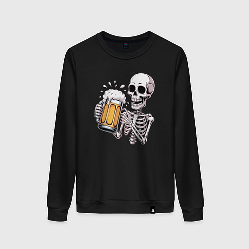 Женский свитшот Пивной скелет / Черный – фото 1