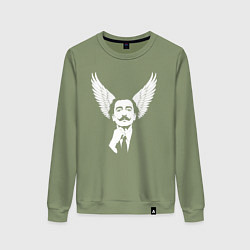 Свитшот хлопковый женский Сальвадор Дали с крыльями, цвет: авокадо