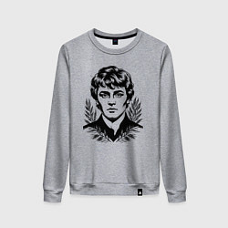 Свитшот хлопковый женский Молодой Сергей Есенин, цвет: меланж