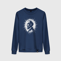 Свитшот хлопковый женский Достоевский в брызгах краски, цвет: тёмно-синий