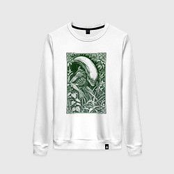 Свитшот хлопковый женский Ксеноморф в кустах, цвет: белый