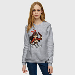Свитшот хлопковый женский Эмбер из Genshin Impact, цвет: меланж — фото 2