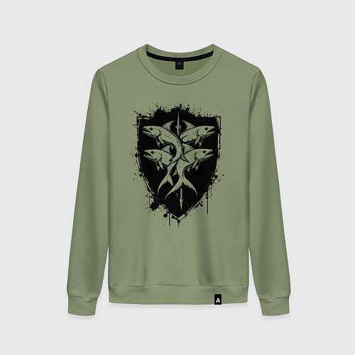 Женский свитшот Четыре рыбы на щите / Авокадо – фото 1