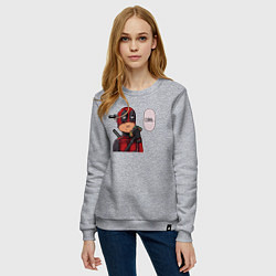 Свитшот хлопковый женский Deadpool cool, цвет: меланж — фото 2