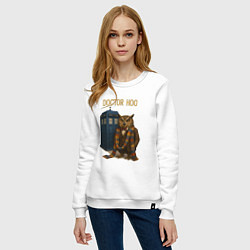 Свитшот хлопковый женский Doctor Hoo, цвет: белый — фото 2