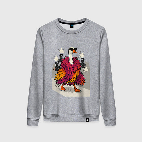 Женский свитшот Гусь на показе мод / Меланж – фото 1