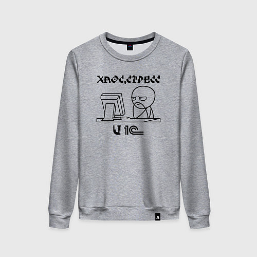 Женский свитшот Чел погружается в хаос стресс и 1 С / Меланж – фото 1