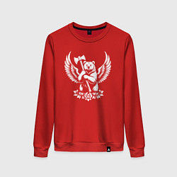 Свитшот хлопковый женский Медведь-воин с крыльями, цвет: красный
