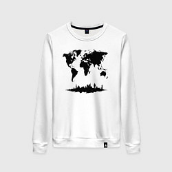 Свитшот хлопковый женский Мир в тени города, цвет: белый