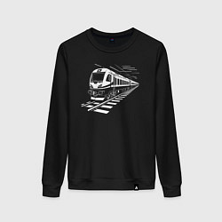 Свитшот хлопковый женский Скоростной поезд, цвет: черный