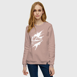 Свитшот хлопковый женский Поезд в белой краске, цвет: пыльно-розовый — фото 2