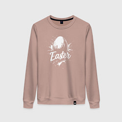 Свитшот хлопковый женский Пасхальное яйцо в краске, цвет: пыльно-розовый