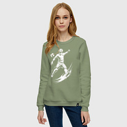Свитшот хлопковый женский Аниме удар в футболе, цвет: авокадо — фото 2