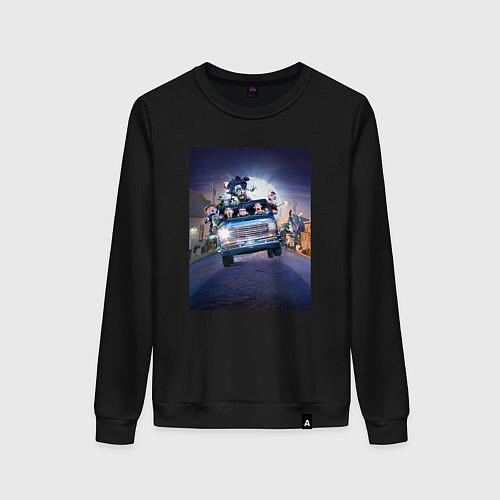 Женский свитшот Семейка Аддамс в машине / Черный – фото 1