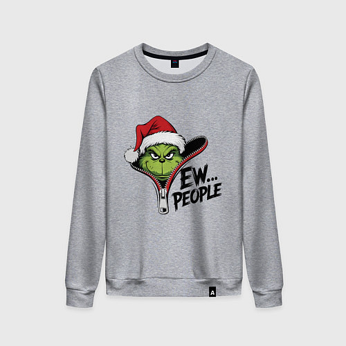 Женский свитшот Гринч - ew people / Меланж – фото 1