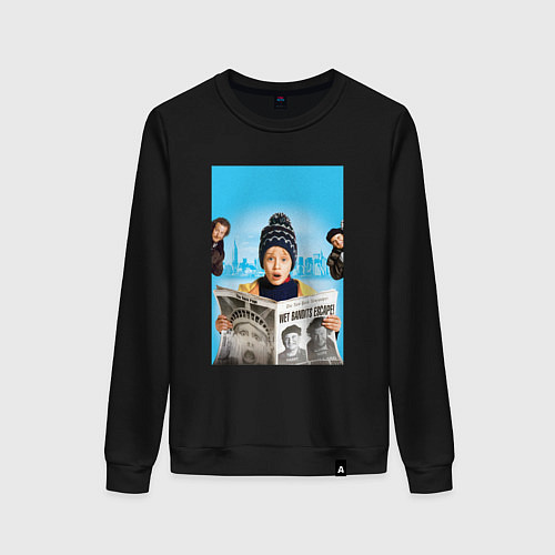 Женский свитшот Один дома в Нью-Йорке / Черный – фото 1