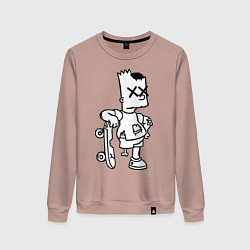 Свитшот хлопковый женский Bart Simpsons Zombie, цвет: пыльно-розовый