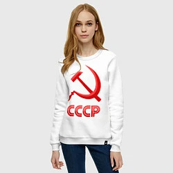 Свитшот хлопковый женский СССР Логотип, цвет: белый — фото 2