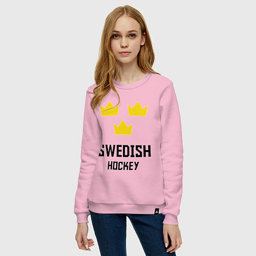 Женский свитшот Swedish Hockey / Светло-розовый – фото 3