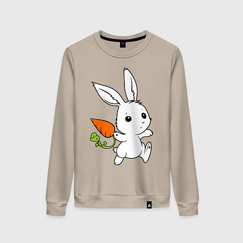 Женский свитшот Зайка с морковкой / Миндальный – фото 1
