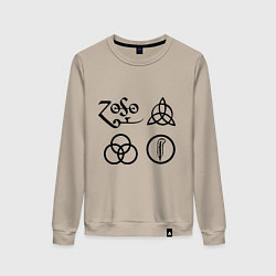 Свитшот хлопковый женский Led Zeppelin: symbols, цвет: миндальный