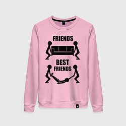 Свитшот хлопковый женский Best friends, цвет: светло-розовый