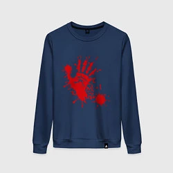 Свитшот хлопковый женский Кровавый отпечаток руки, цвет: тёмно-синий