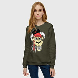 Свитшот хлопковый женский Козочка, цвет: хаки — фото 2