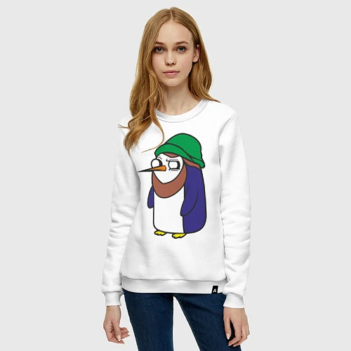 Женский свитшот Пингвин в шапке / Белый – фото 3