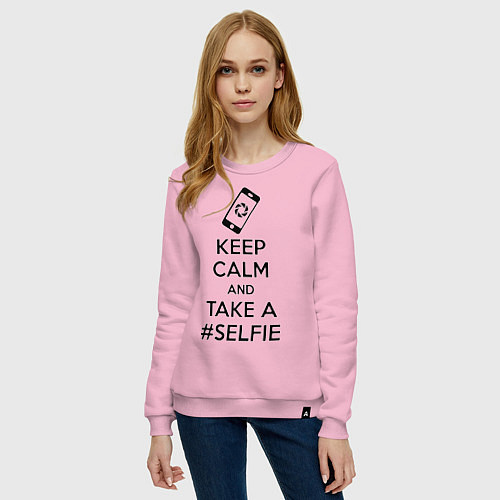 Женский свитшот Keep Calm & Take a Selfie / Светло-розовый – фото 3