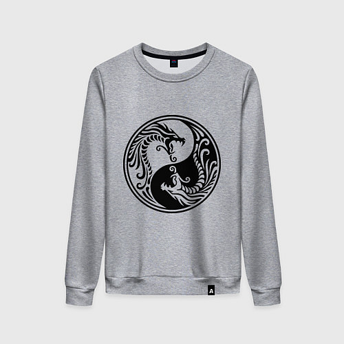 Женский свитшот Два дракона Инь Янь / Меланж – фото 1