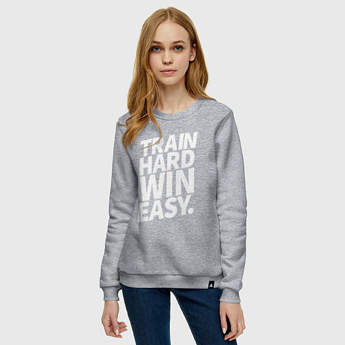 Женский свитшот Train hard win easy / Меланж – фото 3