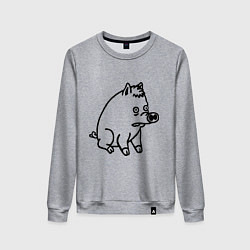 Свитшот хлопковый женский Pig, цвет: меланж