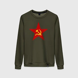 Свитшот хлопковый женский Звезда СССР, цвет: хаки