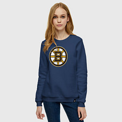 Свитшот хлопковый женский Boston Bruins, цвет: тёмно-синий — фото 2