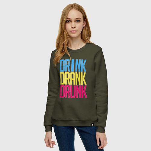 Женский свитшот Drink Drank Drunk / Хаки – фото 3