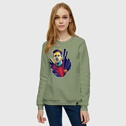 Свитшот хлопковый женский Messi Art, цвет: авокадо — фото 2