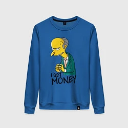 Свитшот хлопковый женский Mr. Burns: I get money, цвет: синий