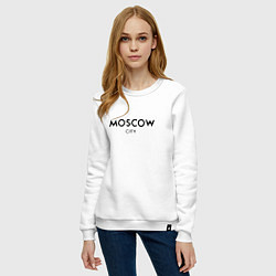 Свитшот хлопковый женский Moscow City, цвет: белый — фото 2
