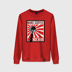 Свитшот хлопковый женский Make coffee not war, цвет: красный