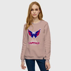 Свитшот хлопковый женский Washington Capitals, цвет: пыльно-розовый — фото 2