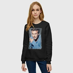 Свитшот хлопковый женский David Beckham: Portrait, цвет: черный — фото 2